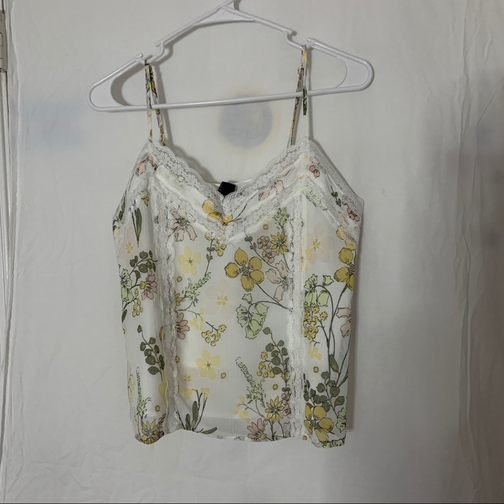 Lace floral tank top